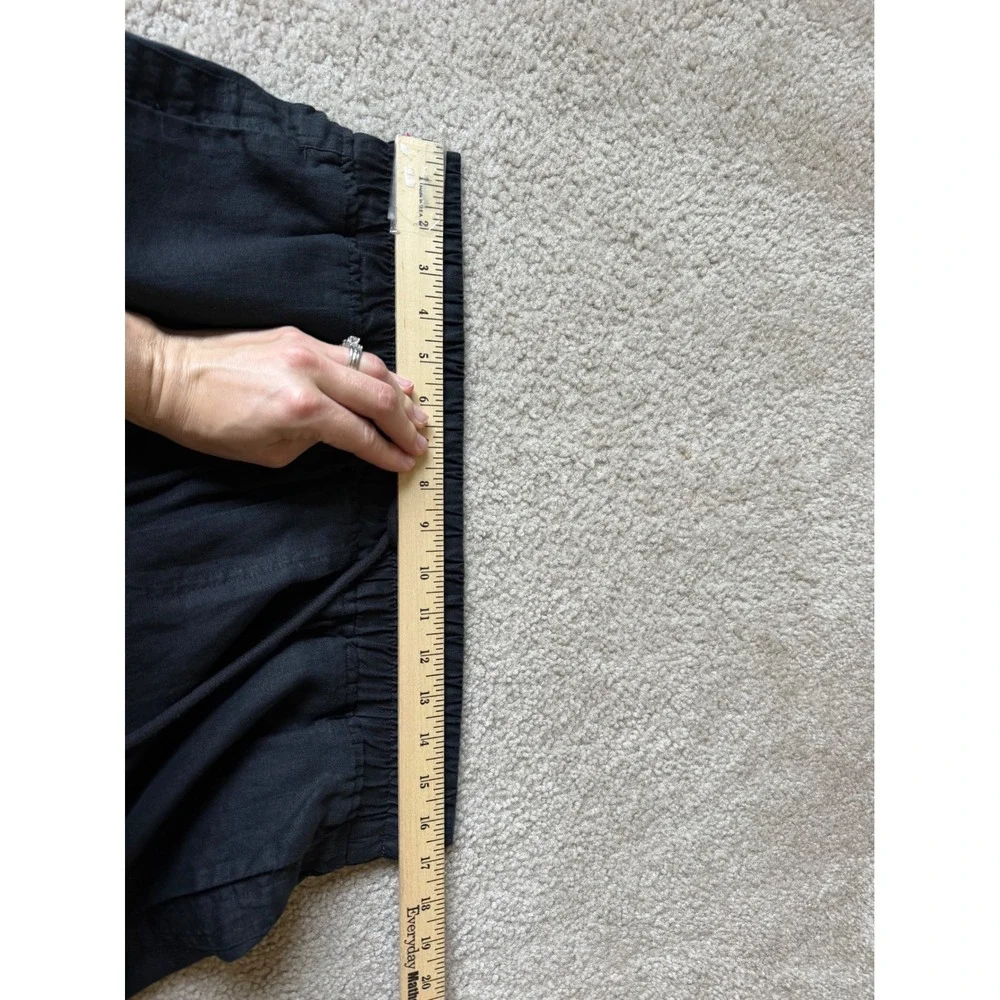 Quince Pants 100% European Linen Wide Leg Black Large